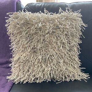 Accent pillows neutral shimmery yarn with inserts square living room bedroom